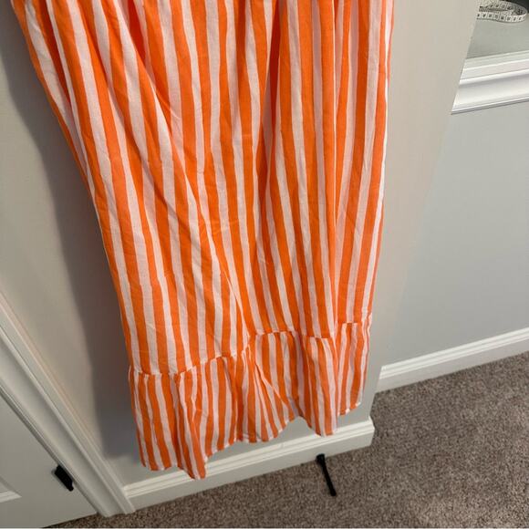 Tuckernuck Oliphant Orange White Cotton Striped Maxi Dress Large - Picture 15 of 15